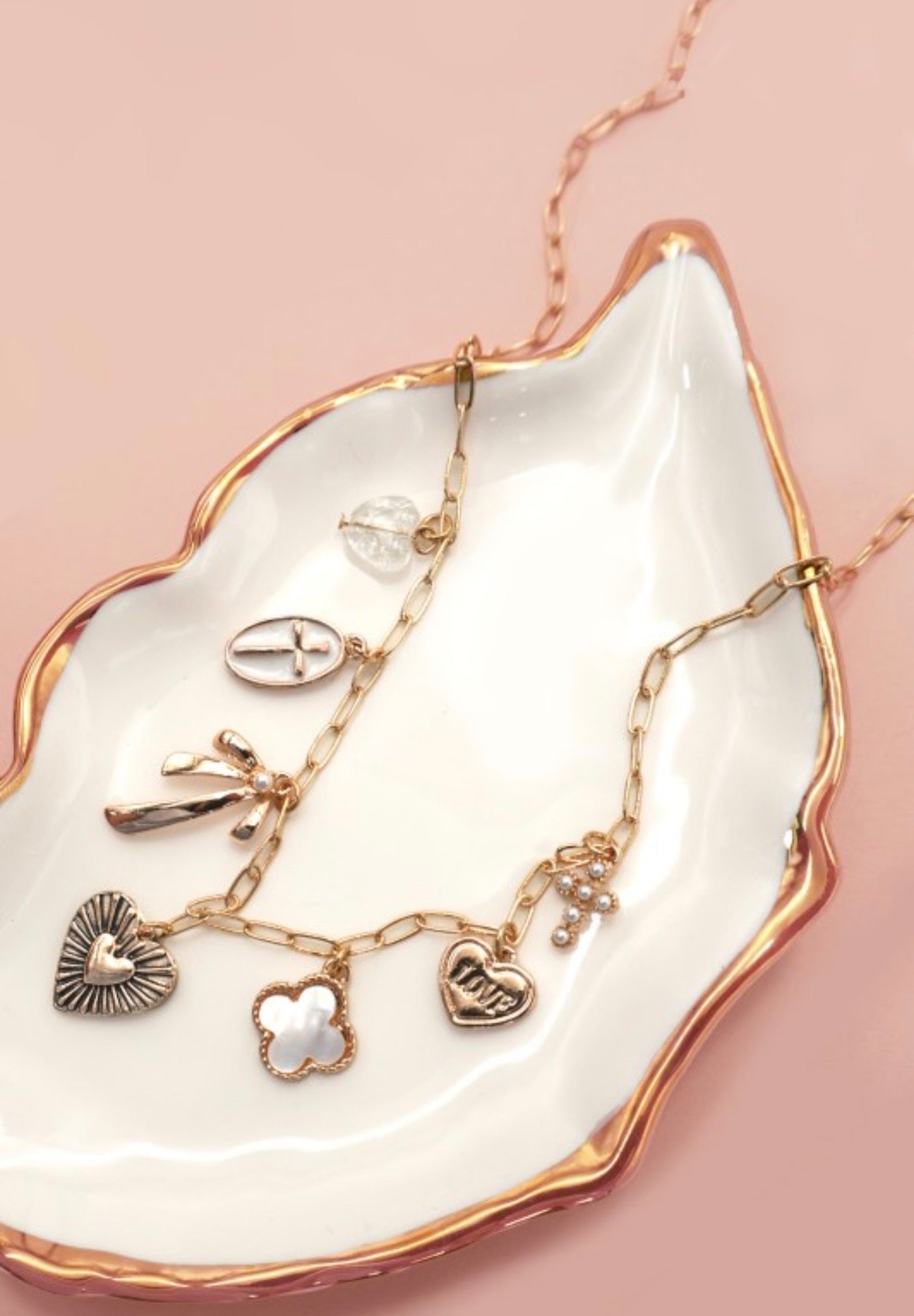 Clover Bow Charm Necklace