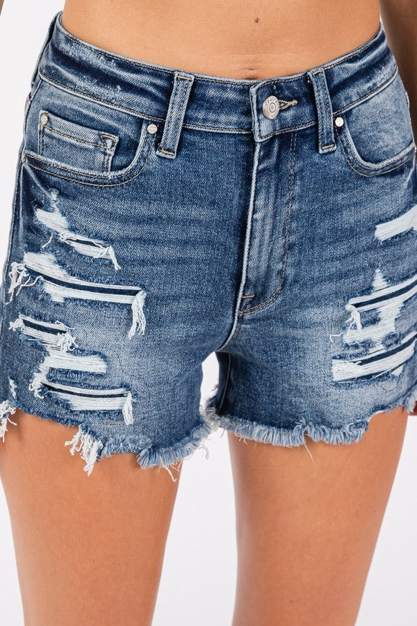 Patchwork Denim Shorts