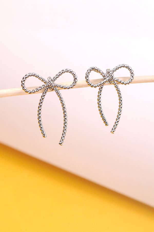 Twist of Gold Rope Bow Earrings