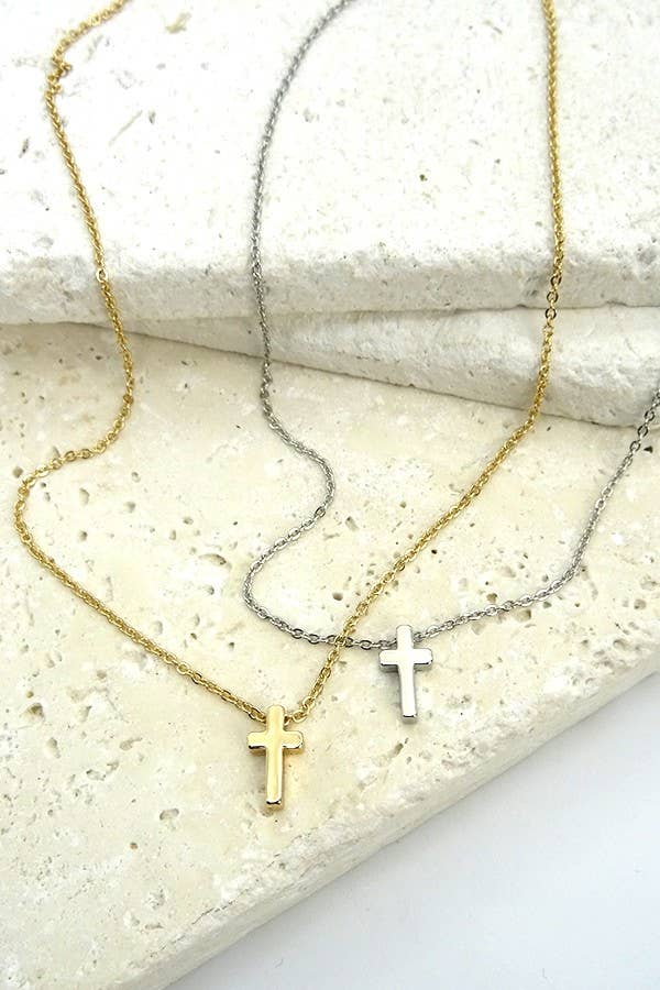 Faithfully Yours Mini Cross Necklace