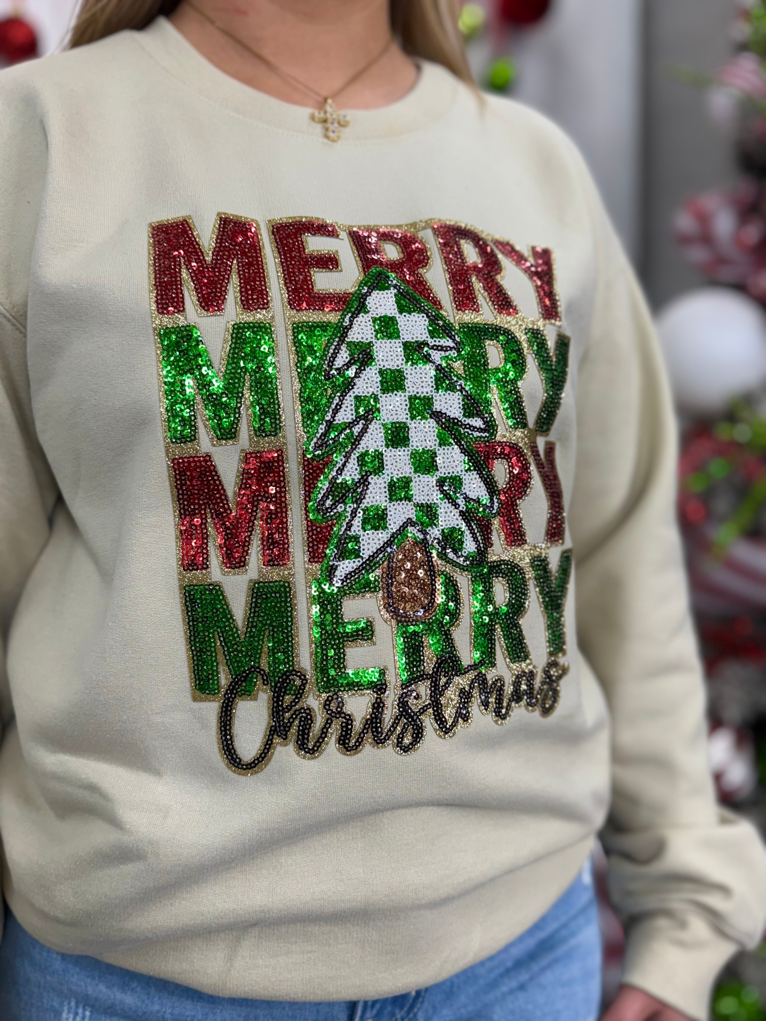 Merry & Checkered Patch Sweatshirt