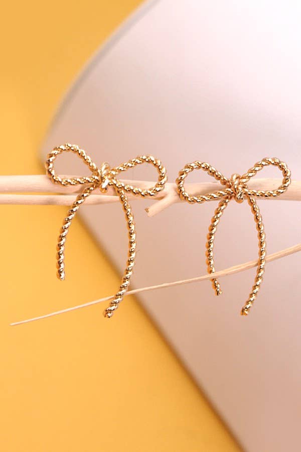 Twist of Gold Rope Bow Earrings