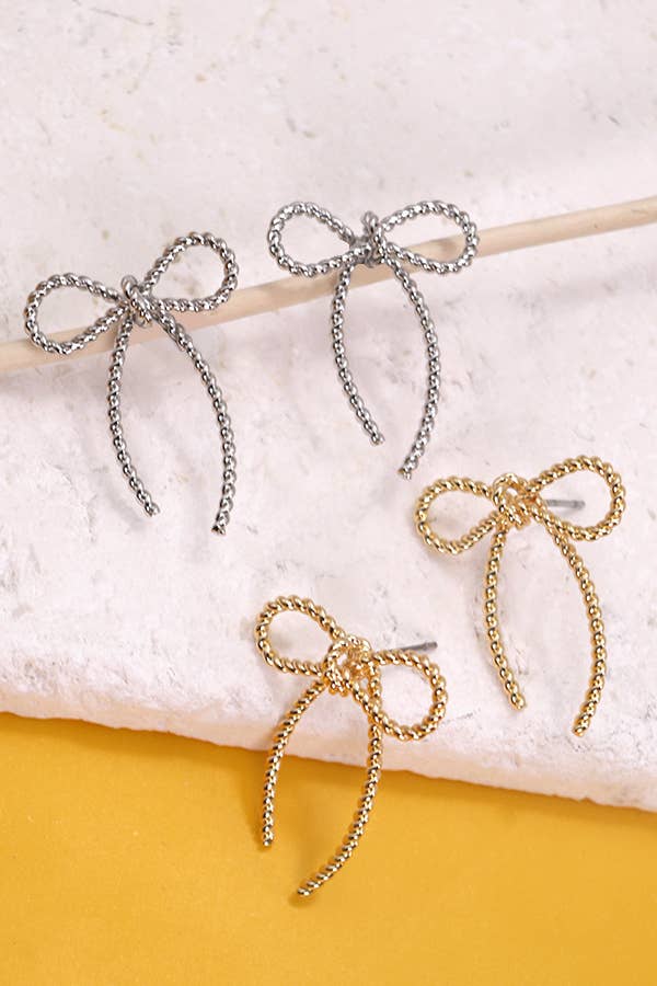Twist of Gold Rope Bow Earrings